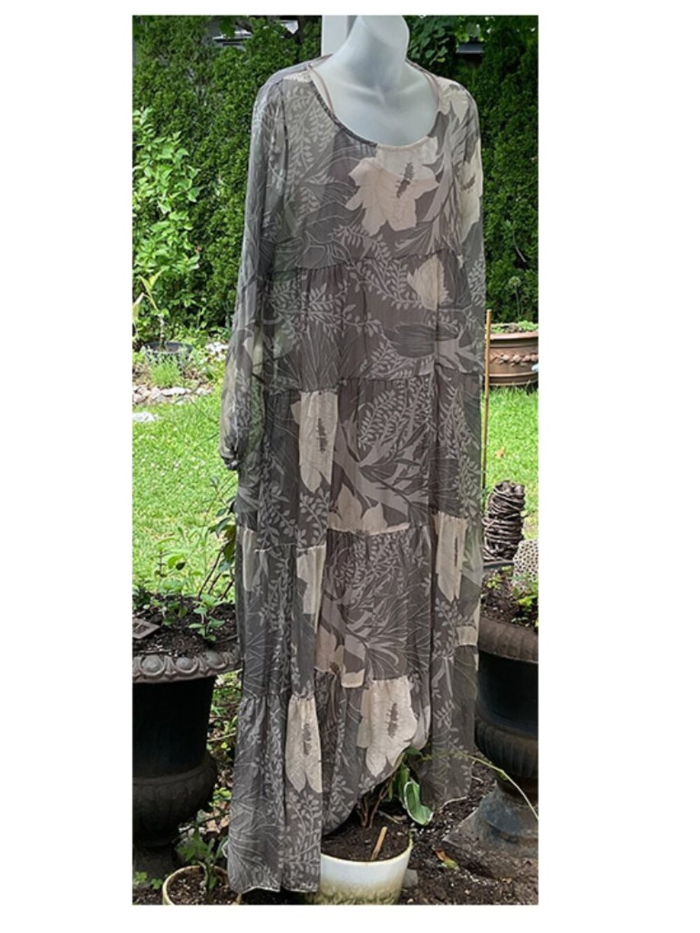 Vivian Shyu Sheer Floral Loose Fitting Dress with Slip S/M 10/12